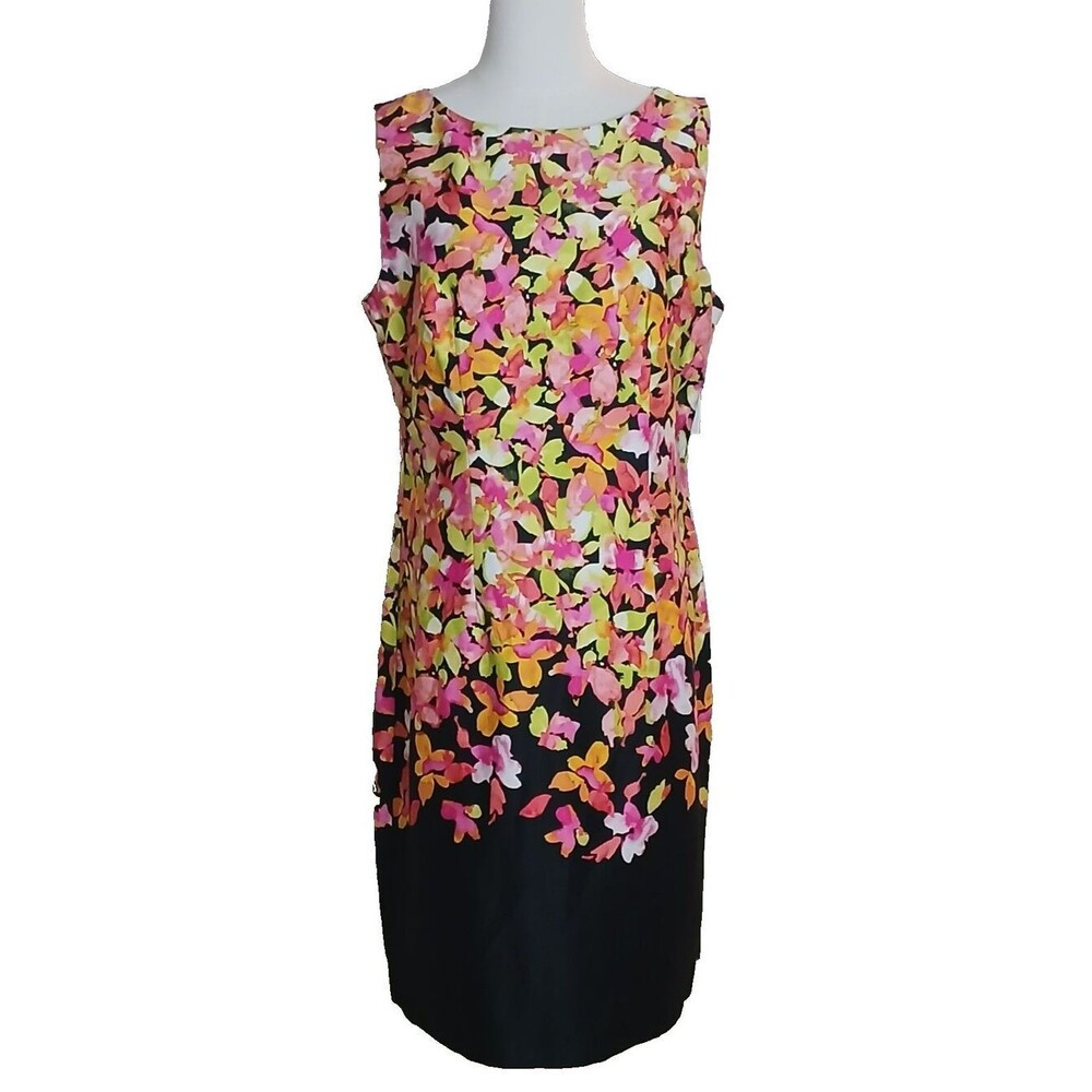 NWT Chetta B Women's Size 12 Floral Sheath Dress Multicolor Cotton Blend